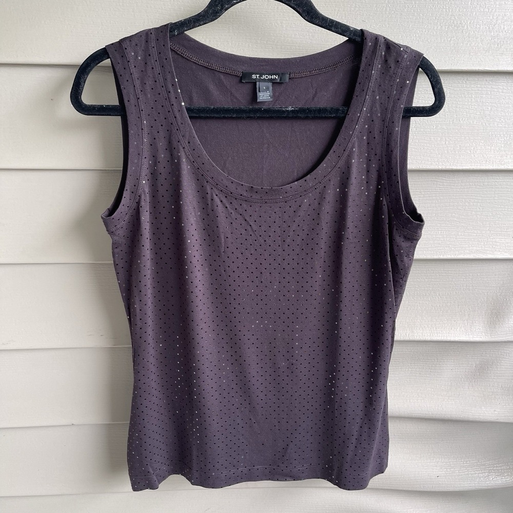 St. John‎ Evening Black  Sleeveless Tank with sequins Sz Small